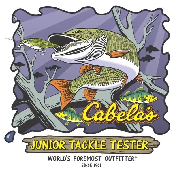 Cabela's Junior Tackle Tester design with a pike and perch