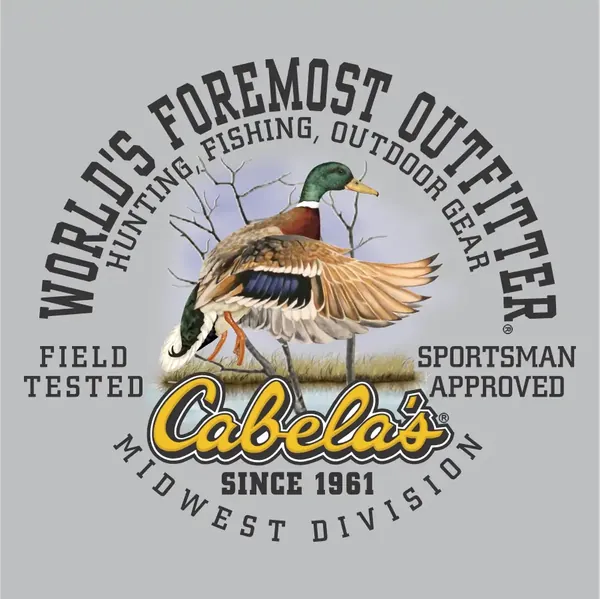 Cabela's World's Foremost Outfitter design with a mallard